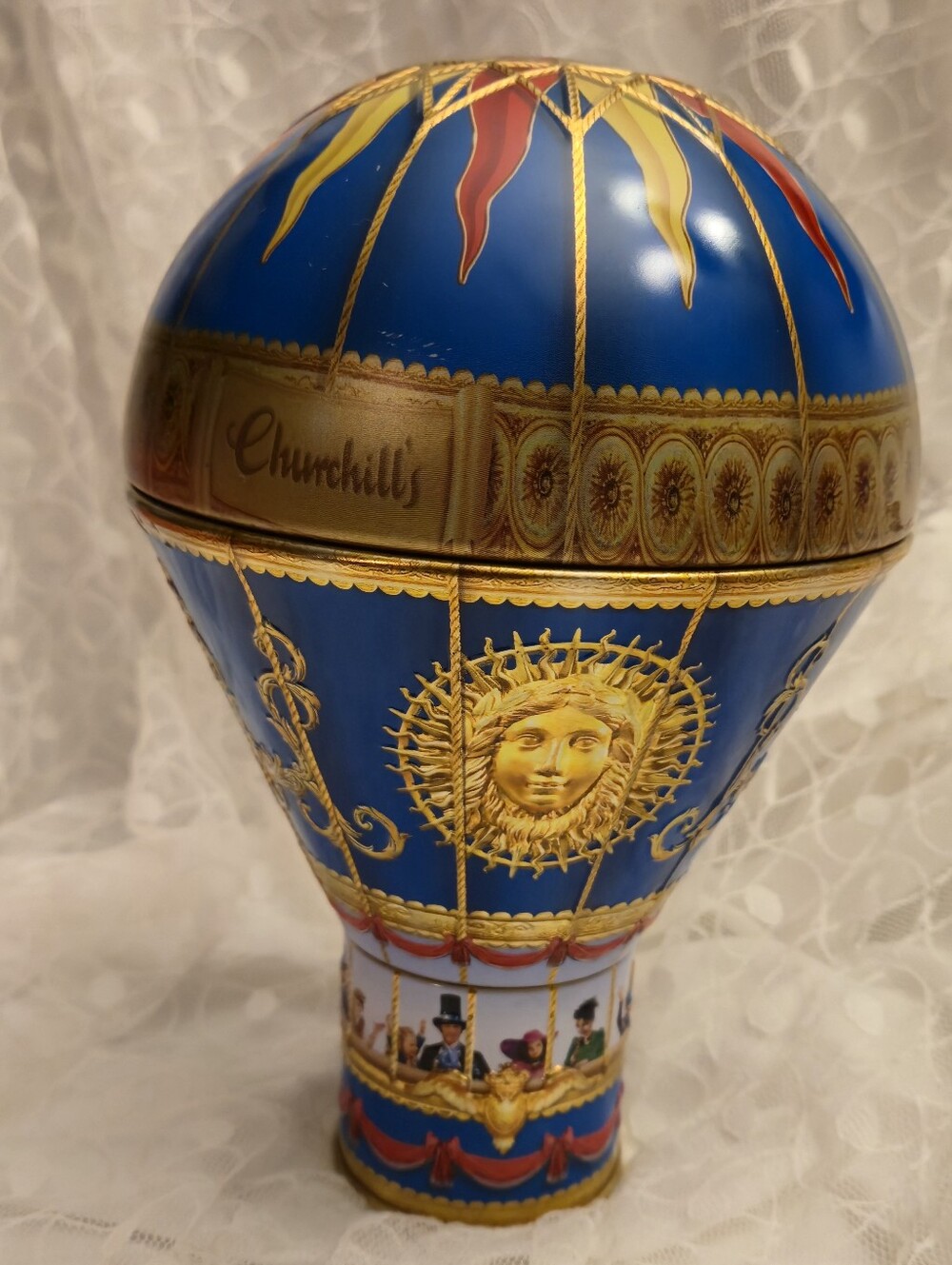 Churchill's Blue & Gold Decorative Hot Air Balloon Tin